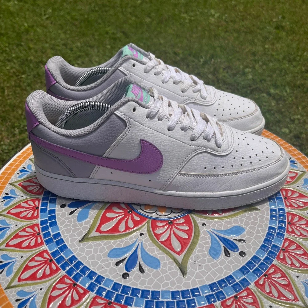 Nike Court Vision Low Next Nature Women 11 White Purple Sneakers FN7141-100 RARE